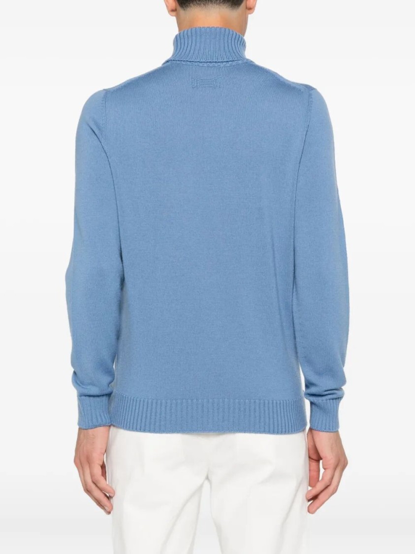Drumohr Long Sleeve Turtle-neck Sweater In Blue
