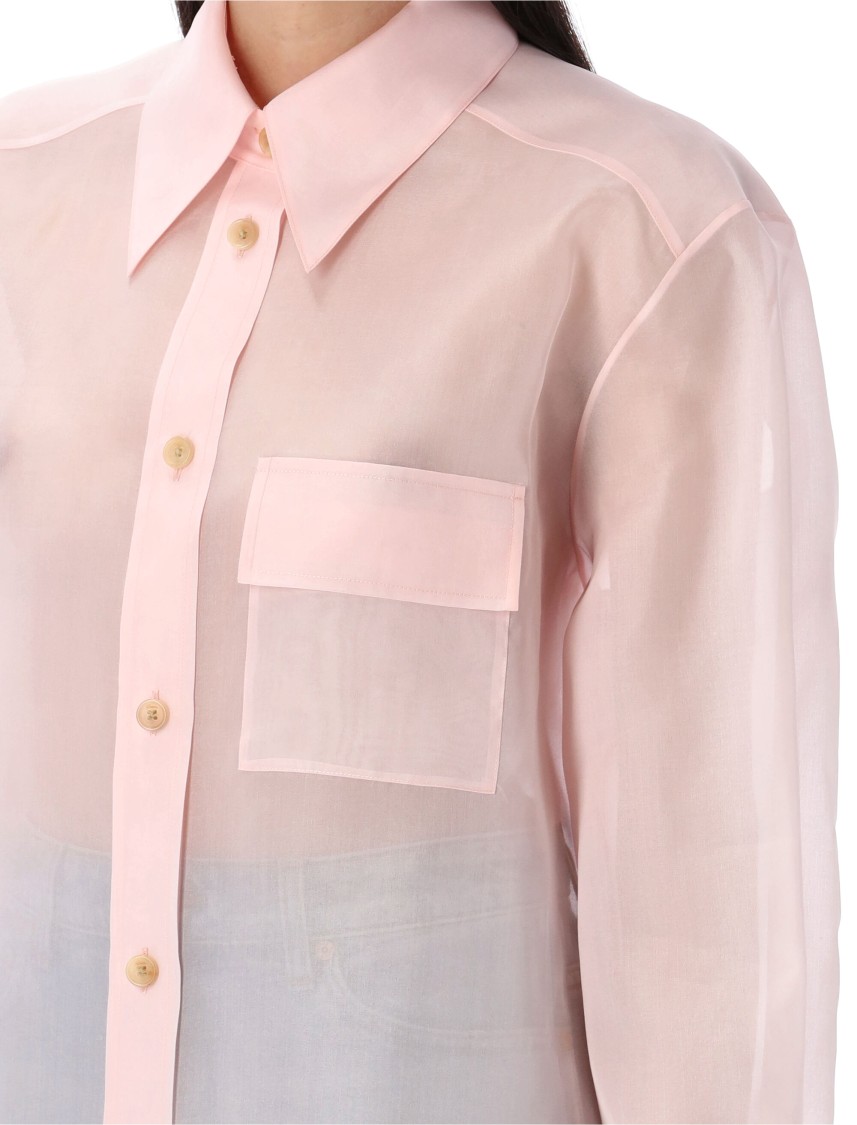 Khaite Yatty Silk-organza Shirt In Pink