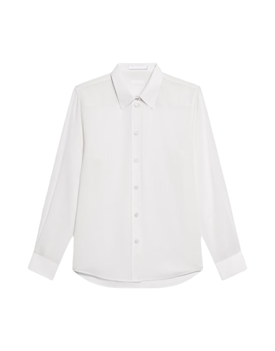 Helmut Lang Classic Ivory Voile Shirt In White