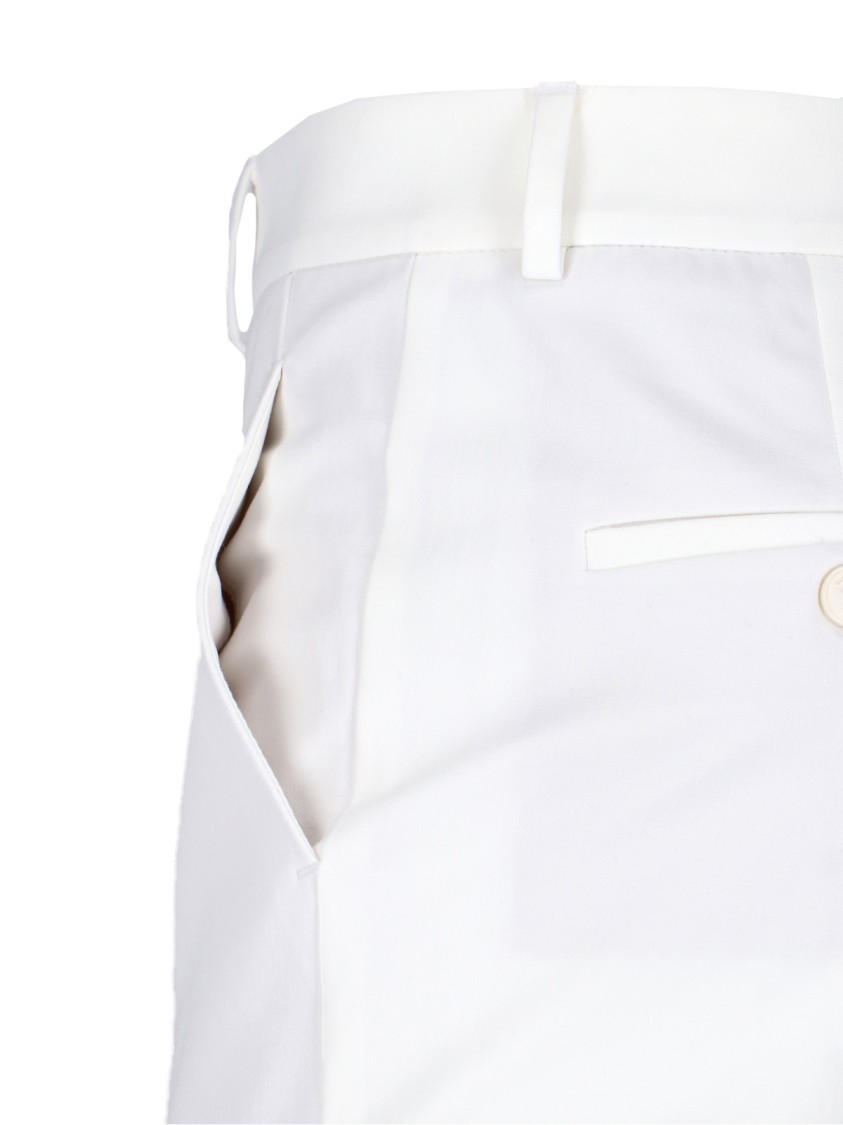 Shop Incotex White Cotton Straight-leg Pants With Medium Rise