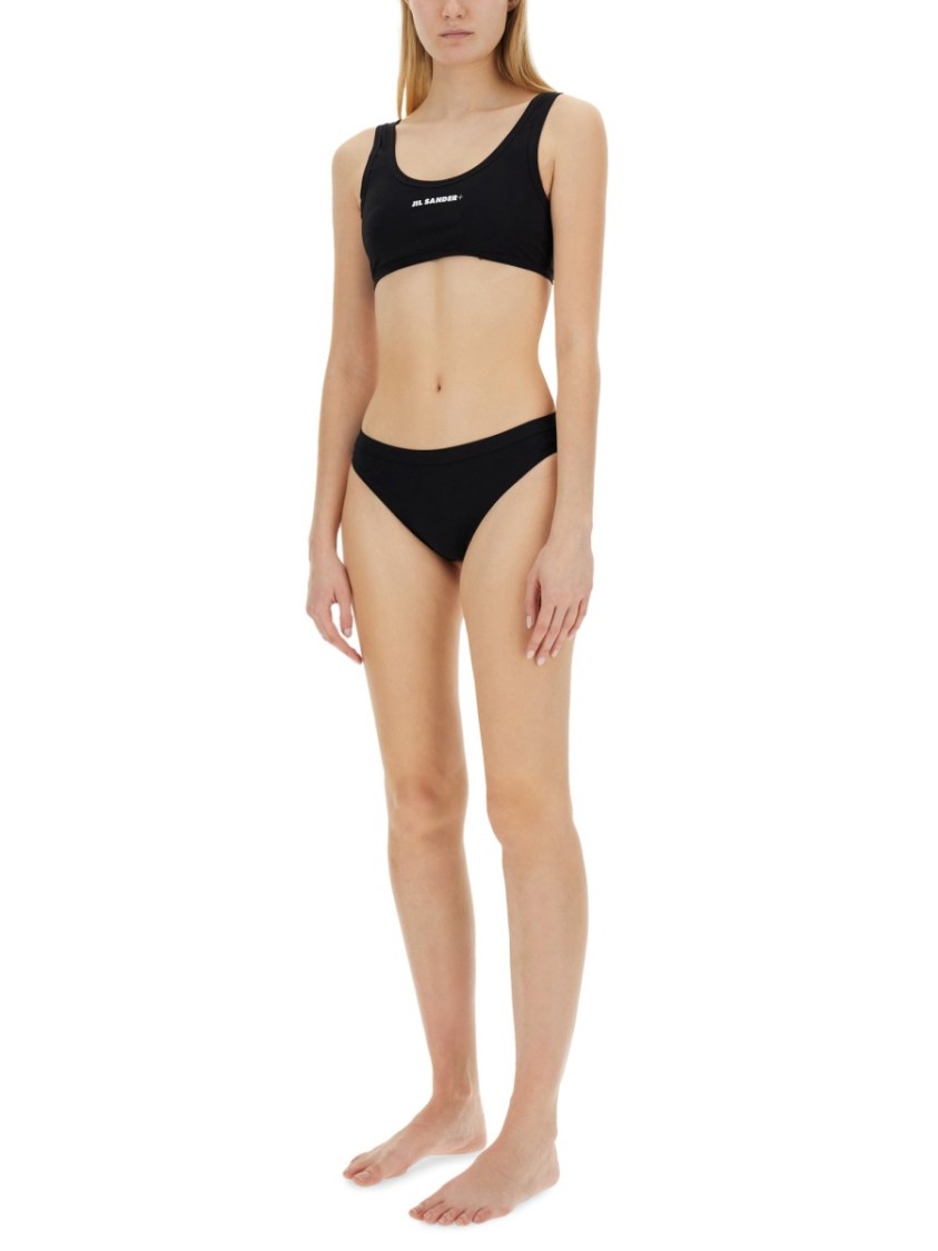 Jil Sander One-piece Black Bikini Top With Rounded Neckline In Black