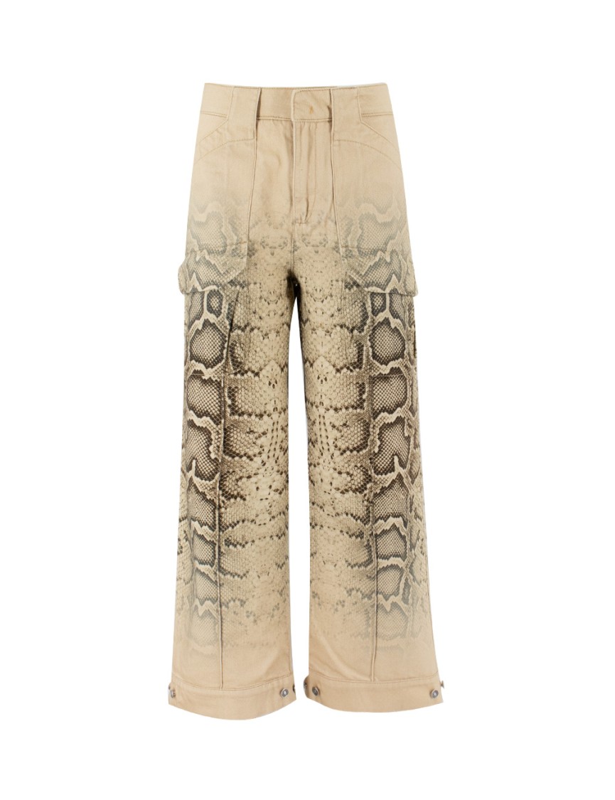 ERMANNO SCERVINO ERMANNO SCERVINO BEIGE PYTHON PRINT WIDE LEG TROUSERS