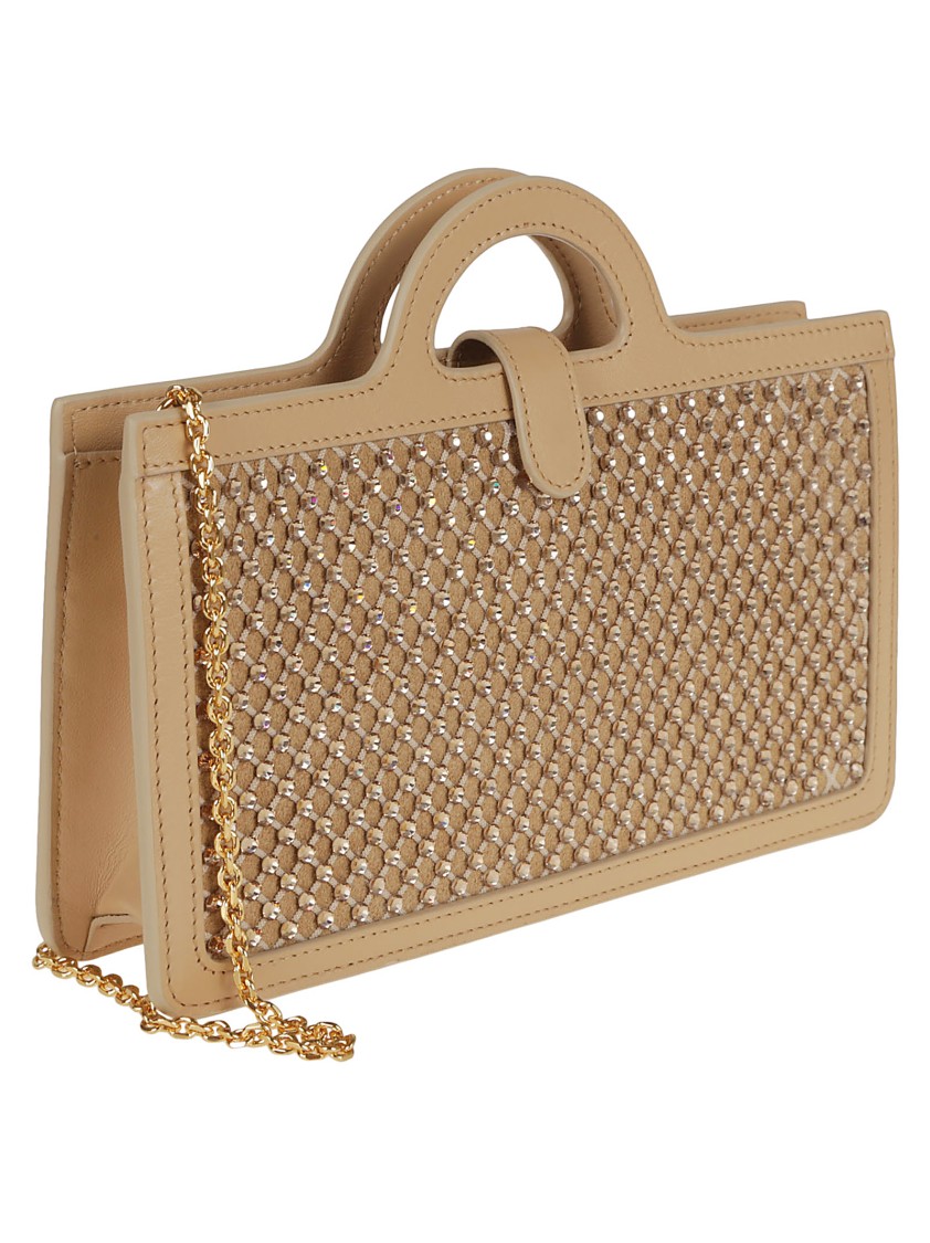 MARNI MARNI CALFSKIN LONG WALLET WITH RHINESTONE MESH