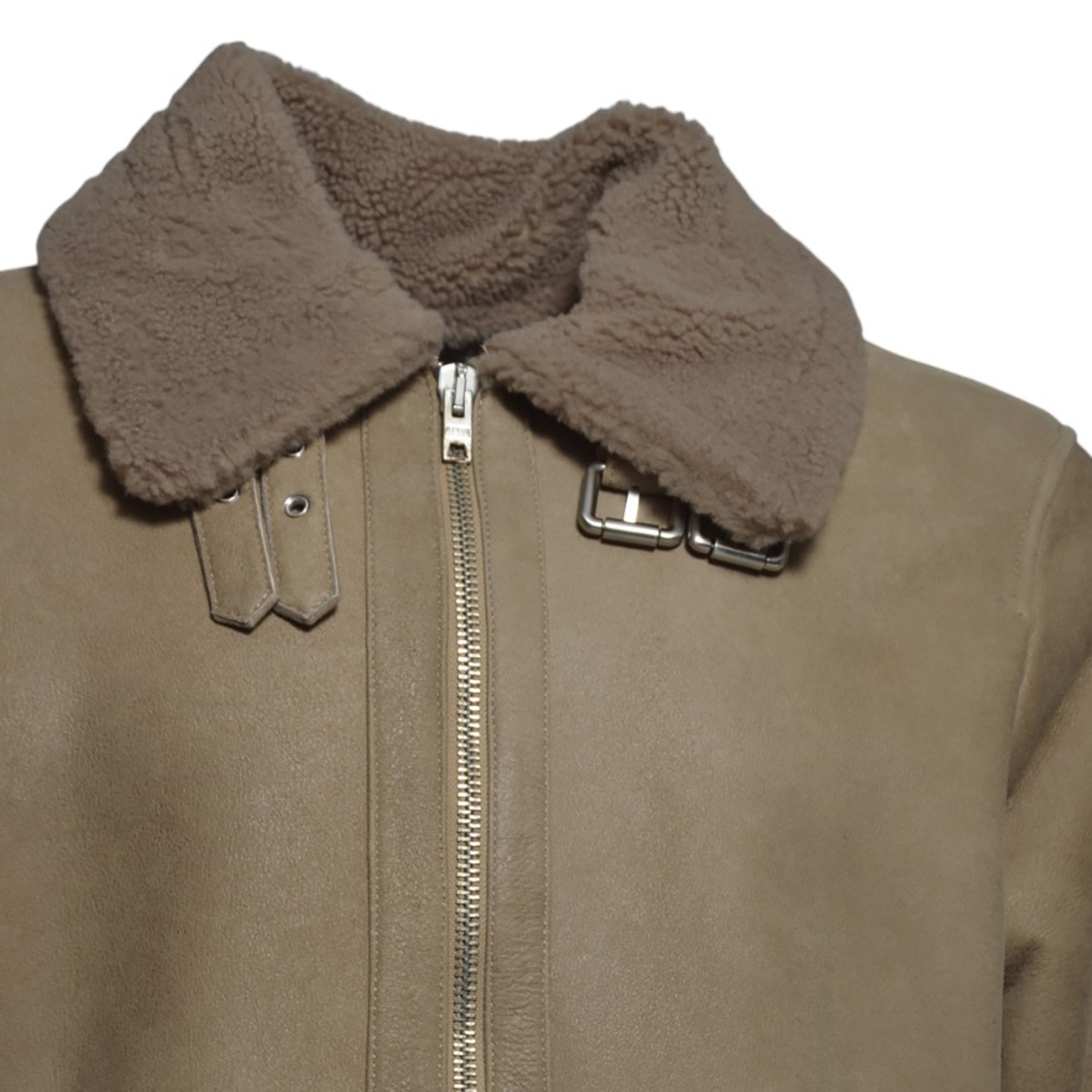 DFOUR DFOUR DFOUR BROWN SUEDE SHEARLING JACKET