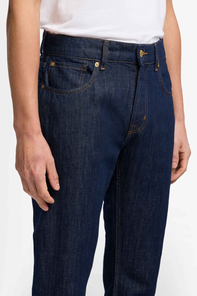7 FOR ALL MANKIND 7 FOR ALL MANKIND STRAIGHT-LEG DARK BLUE DENIM JEANS
