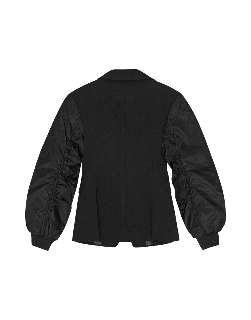 Ganni Black Blazer With Contrasting-fabric Sleeves In Black