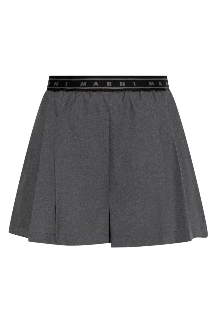 Marni Flared Virgin Wool Tailored Shorts In Gray