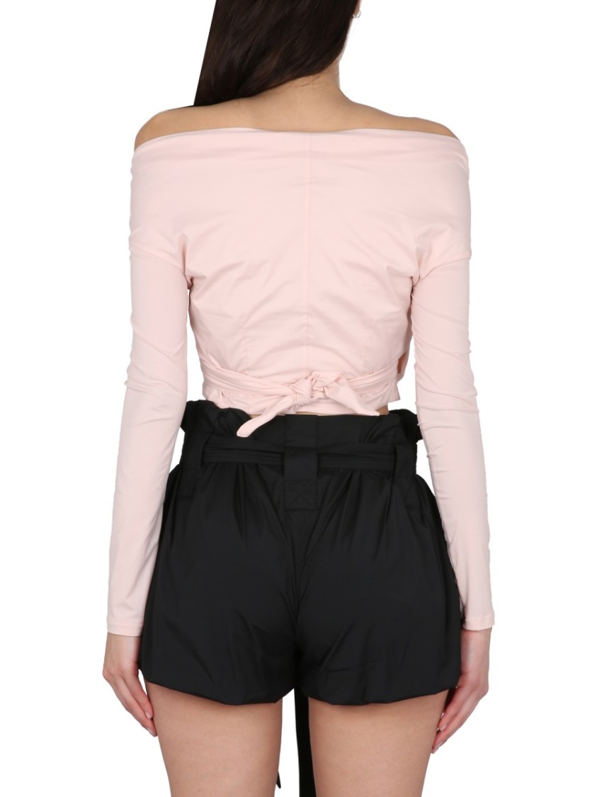Shop Philosophy Di Lorenzo Serafini Off-the-shoulder Crop Shirt