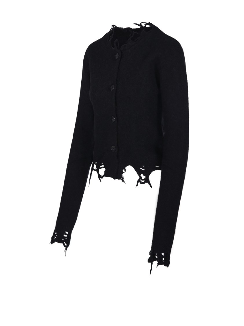 Haikure Jill Sweater With Long Sleeves And Distressed Edges In Black