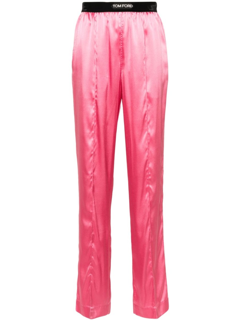 Tom Ford Flamingo Pink Stretch-silk Trousers In Pink