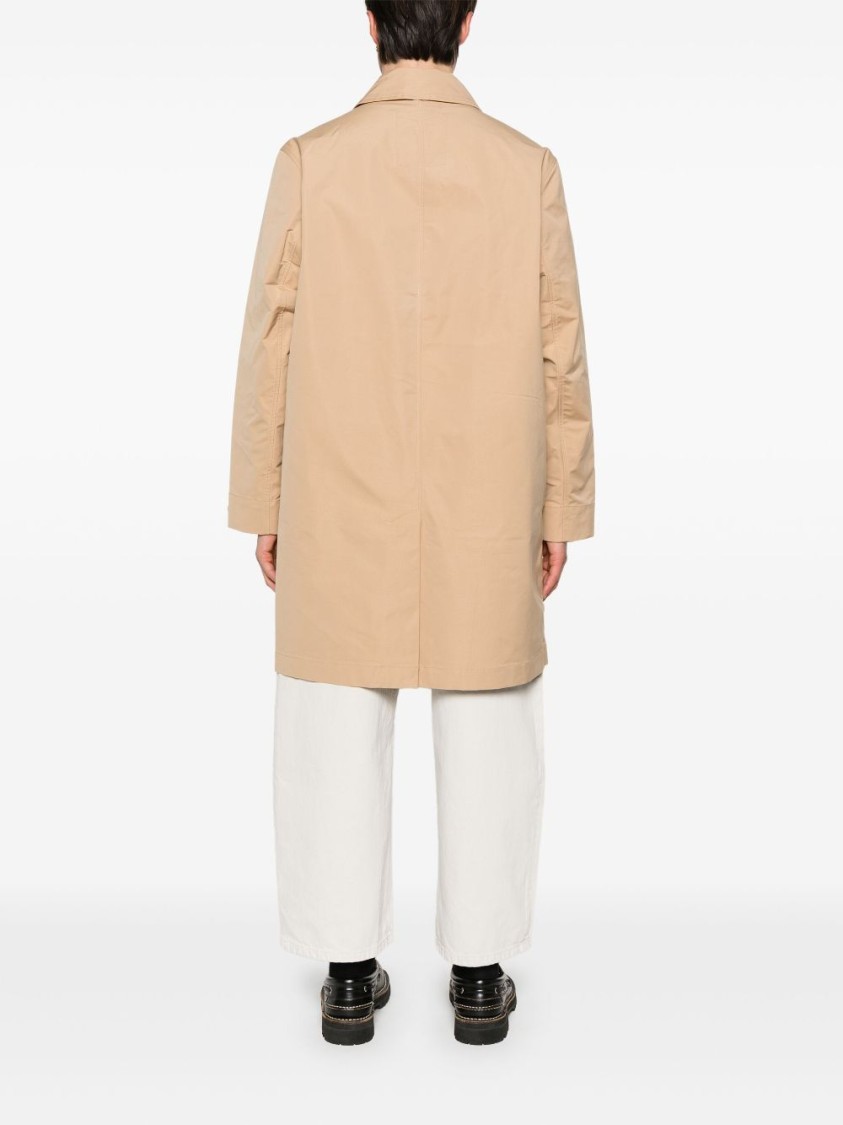 Tommy Hilfiger Long Length Raincoat With Two Side Pockets In Neutrals