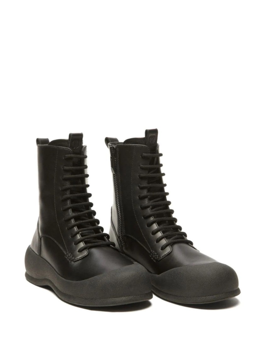 Bally High-top Leather Ankle Boots With Lace-up Closure In Black