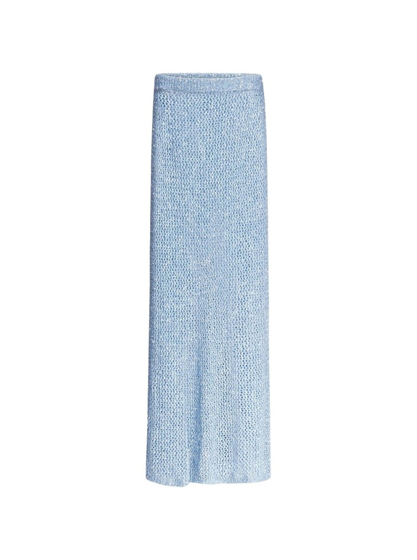 AREA AREA SEQUIN CROCHET MAXI SKIRT LIGHT BLUE 