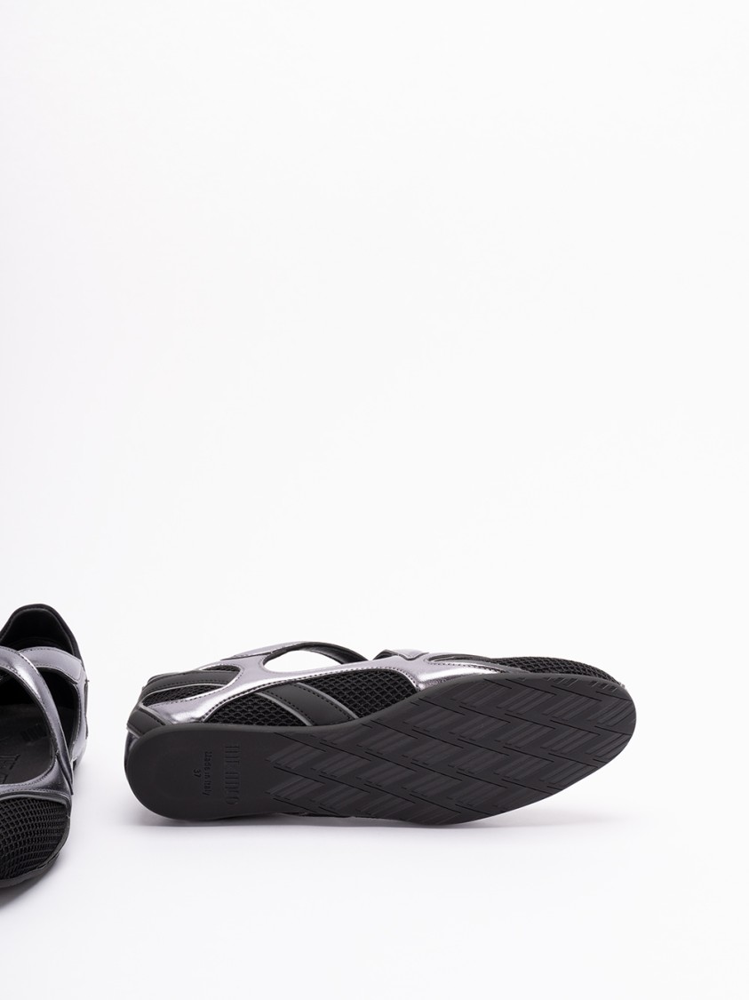 Attico Floor 01 Mesh And Leather Ballerinas Flat