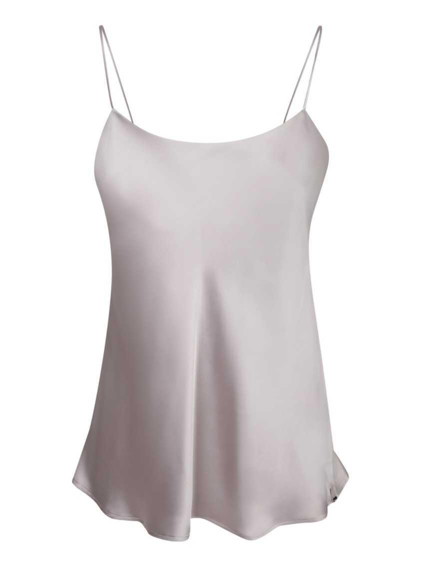 Herno Beige Top With Spaghetti Straps In Satin Woman In Neutrals