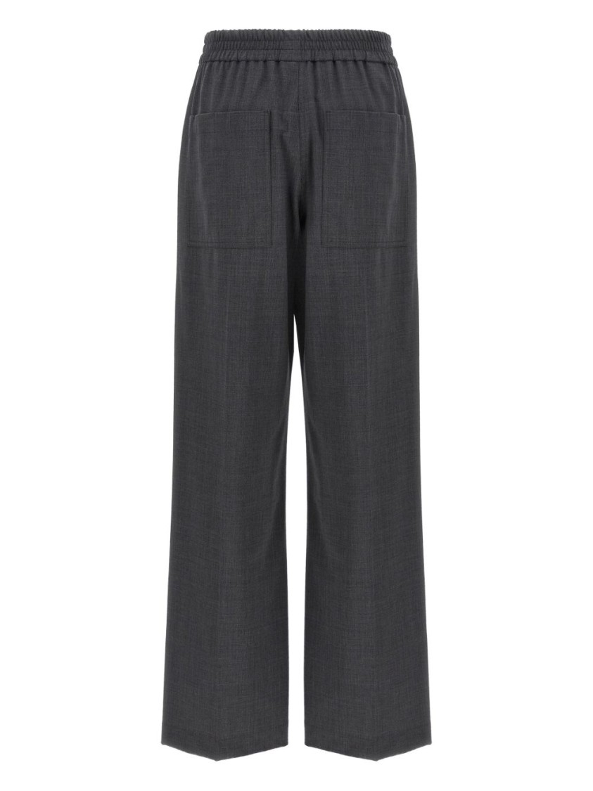 Brunello Cucinelli Relaxed Wide-leg Trousers With Textured Finish In Black