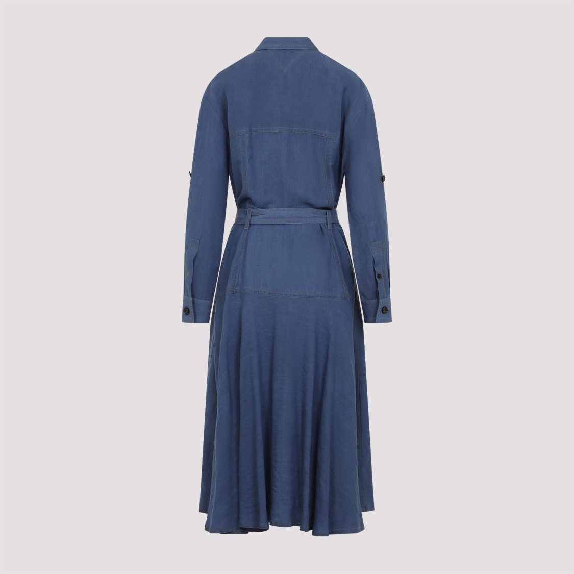 Bottega Veneta Viscose Midi Dress Flared Skirt In Blue