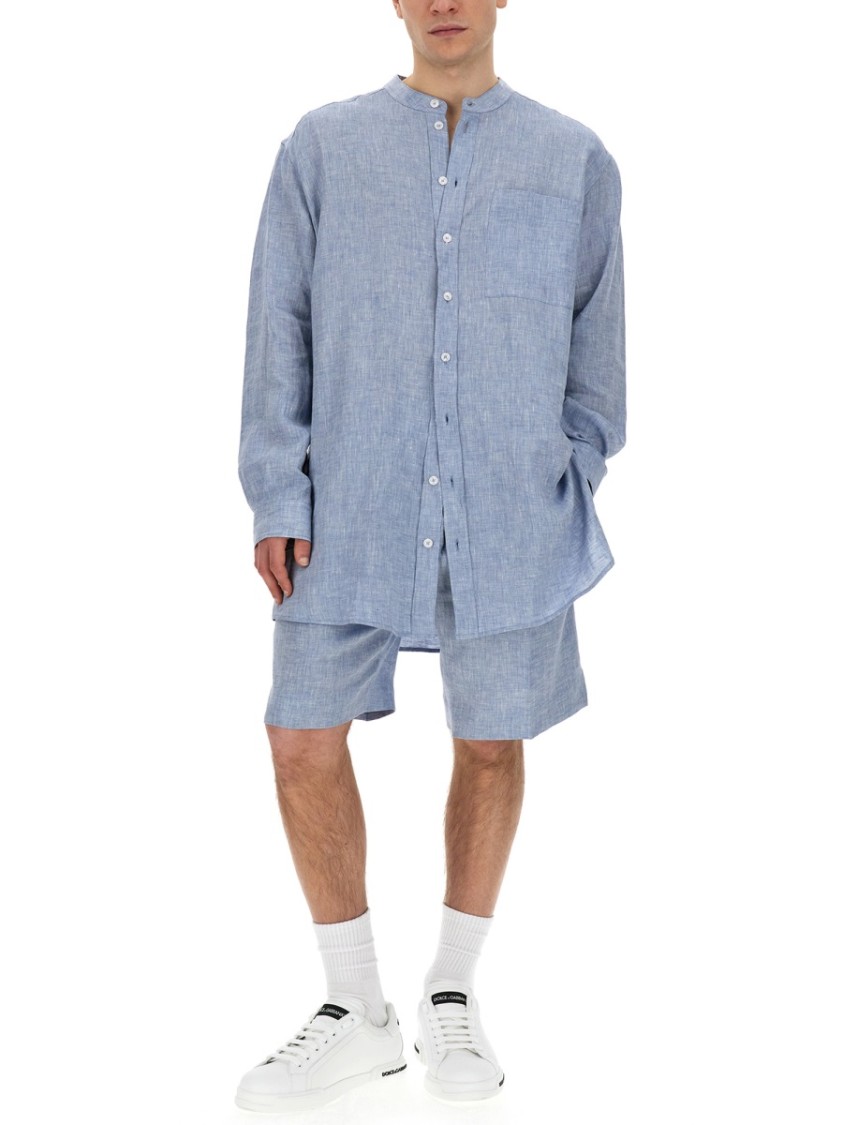 Tシャツ・カットソー Dolce & Gabbana SHIRT WITH MANDARIN COLLAR Dolce & Gabbana Shirt With Mandarin Collar In Blue | ModeSens