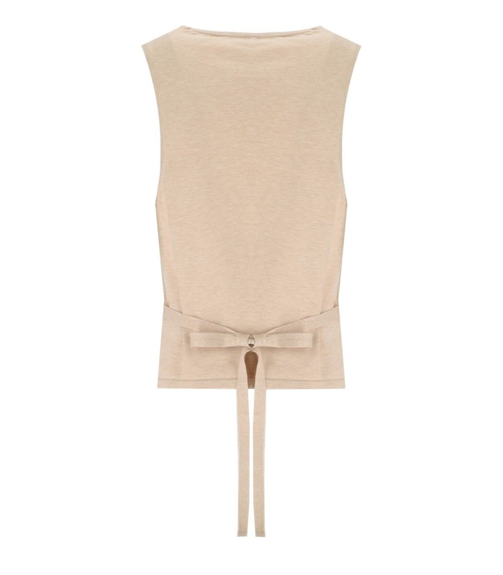 Shop Federica Tosi Ecru Vest With Bow In Brown