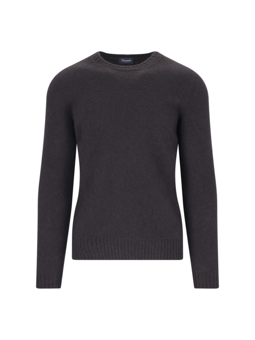 Drumohr Basic Sweater In Brown Wool Dark Shade In Black