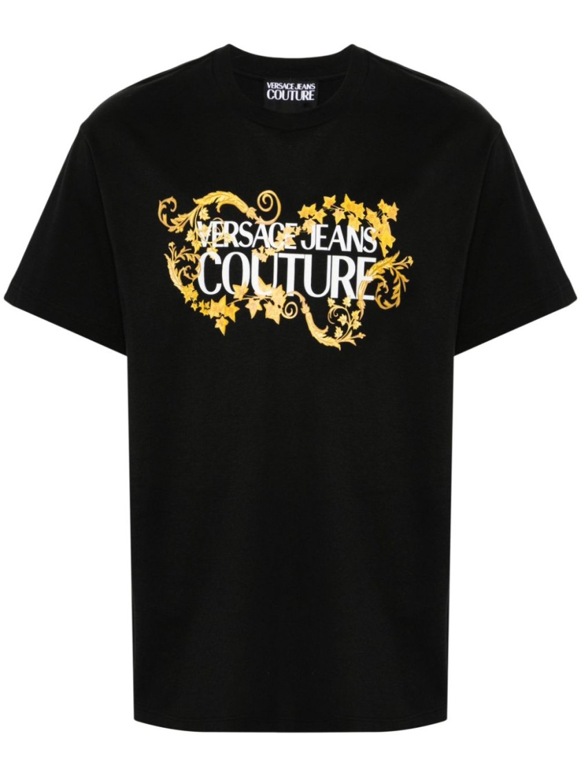 Shop Versace Jeans Couture Short Sleeve T-shirt With Print In Black