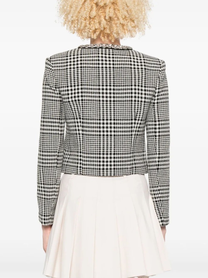 Self-portrait Houndstooth Cropped Jacket In Multi