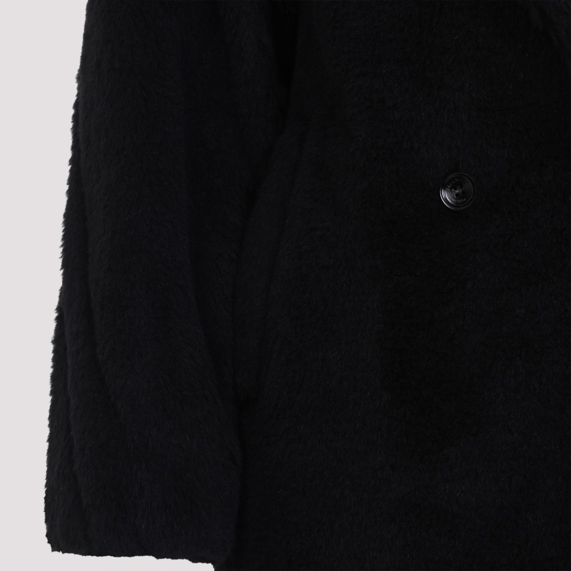 Shop Max Mara Black Double-breasted Coat With Notched Collar