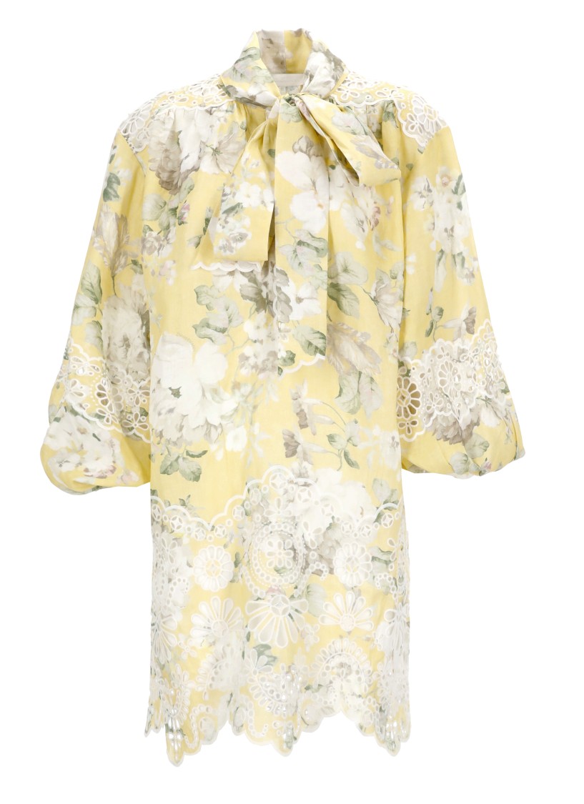 Shop Zimmermann Acacia Broderie Tie Dress In Neutrals