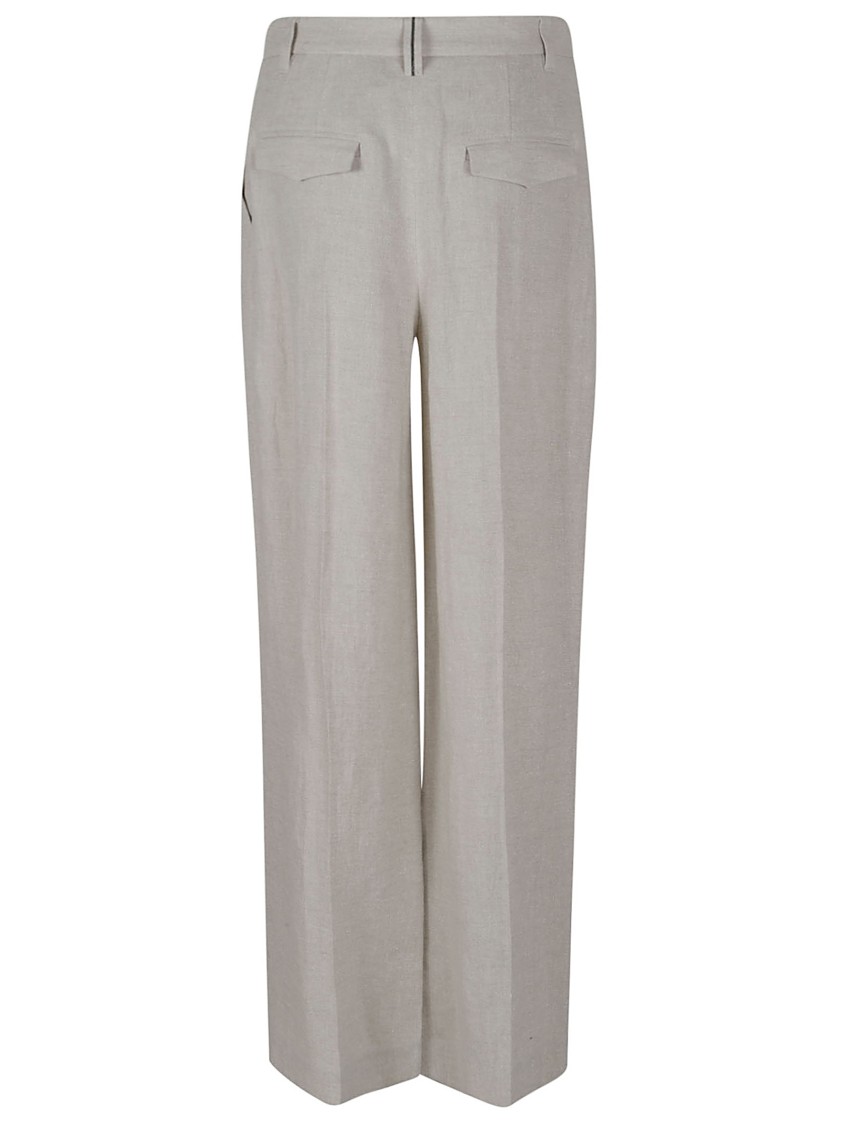 Brunello Cucinelli Wide Trousers With Double Tailored Pleats In Neutrals