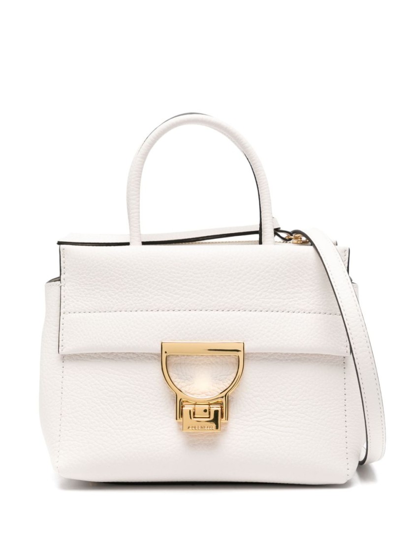Coccinelle White Calf Leather Handbag With Gold-tone Clasp