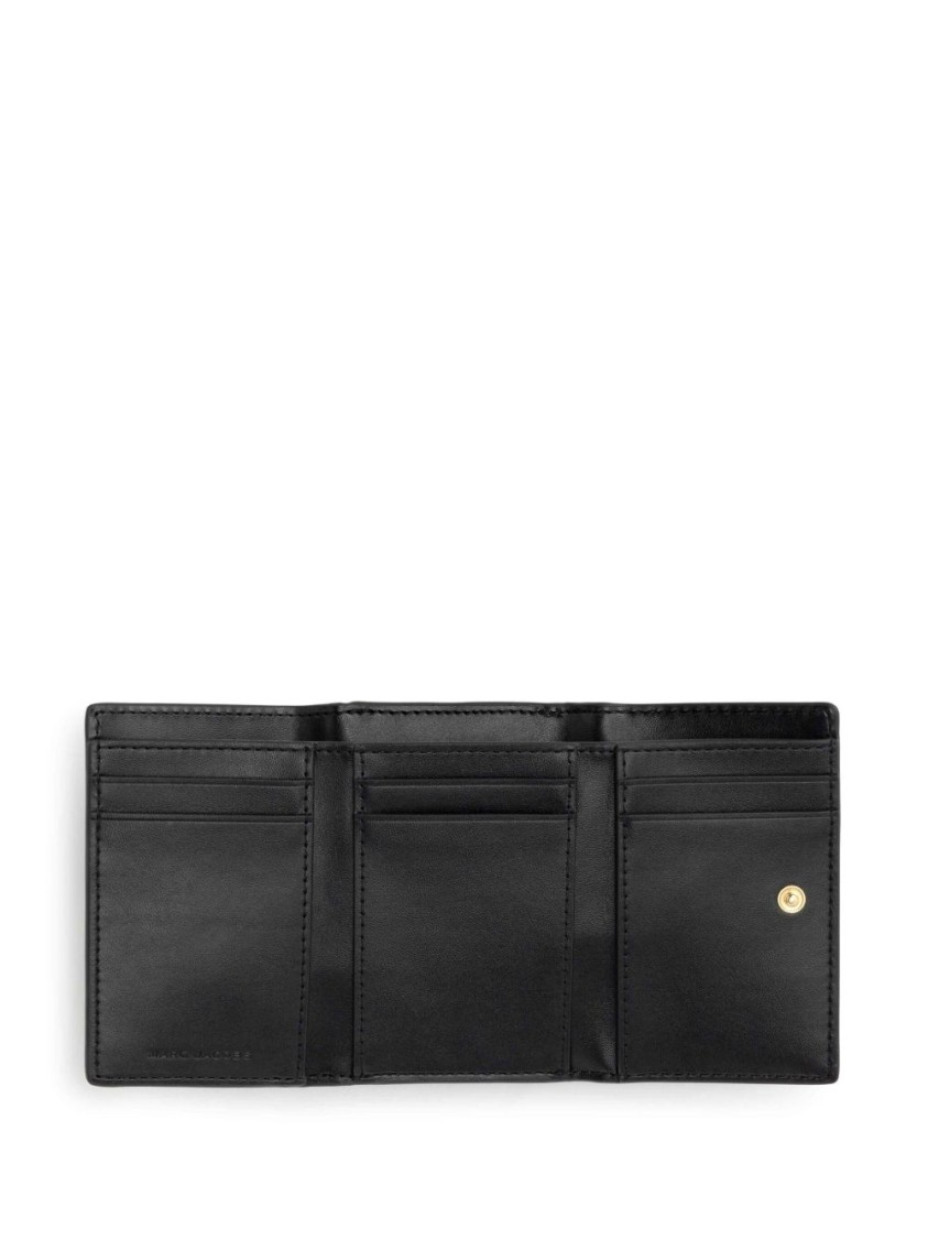 Marc Jacobs Textured Cow Leather Wallet With Embossed Logo In Black