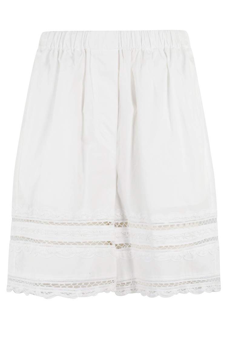 Isabelle Blanche Bermuda Shorts With Elasticized Waistband In White