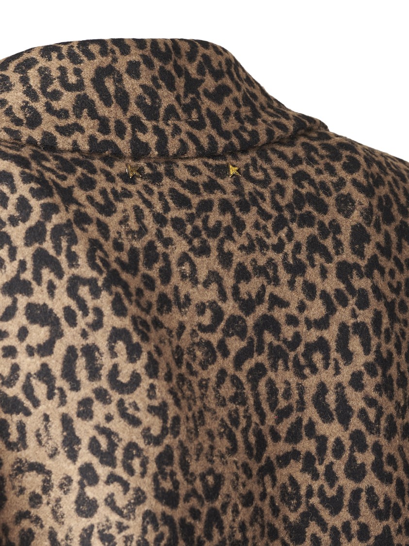 Golden Goose Cocoon Coat In Faded Leopard Jacquard Wool In Brown