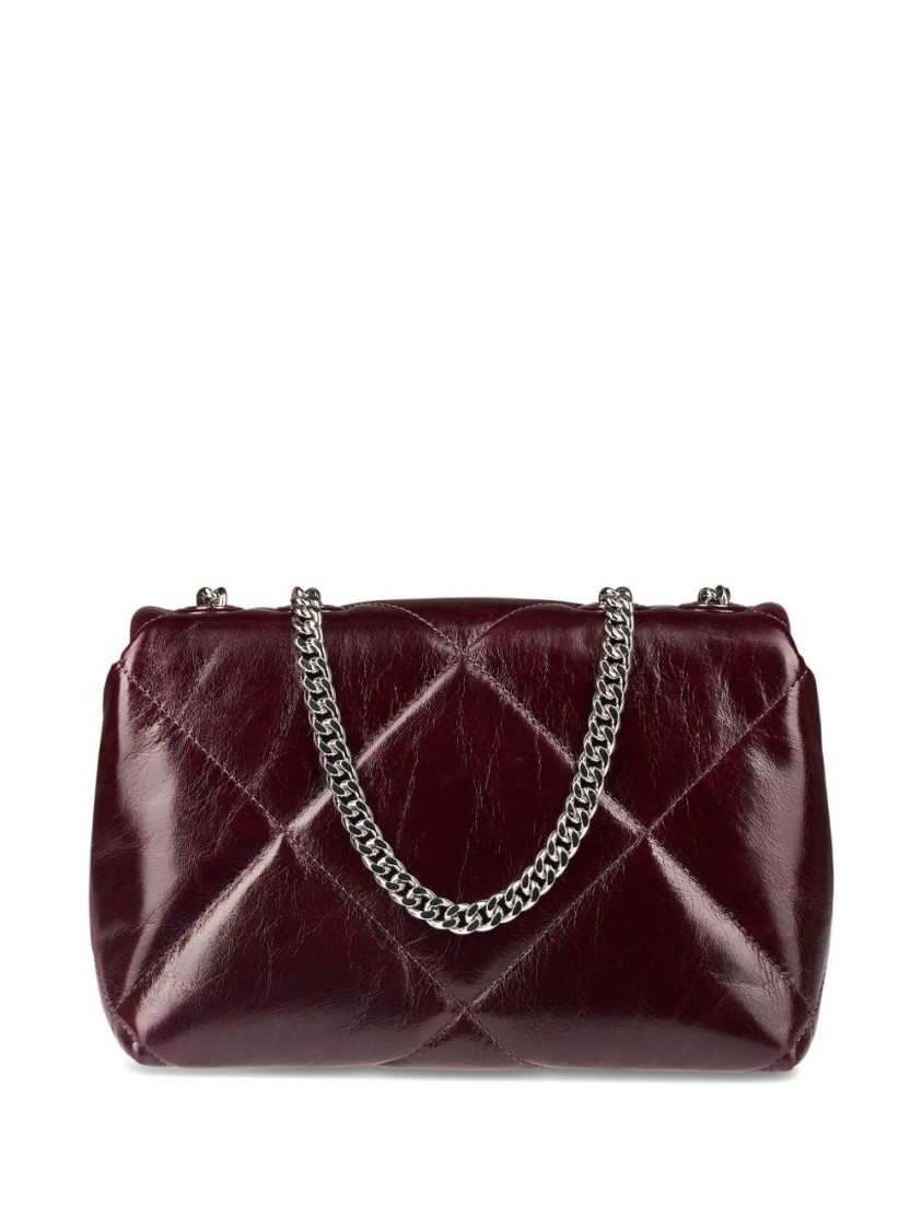Tory Burch Quilted Burgundy Handbag With Chain Strap And Logo Accent In Burgundy