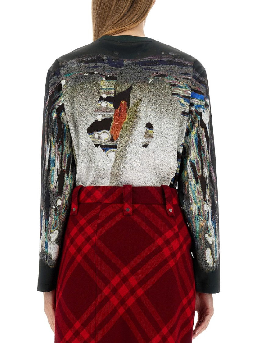 Burberry Swan Print Top In Black