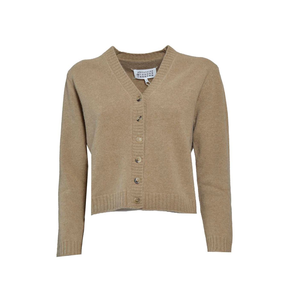 Shop Maison Margiela Camel Lambswool Cardigan In Brown