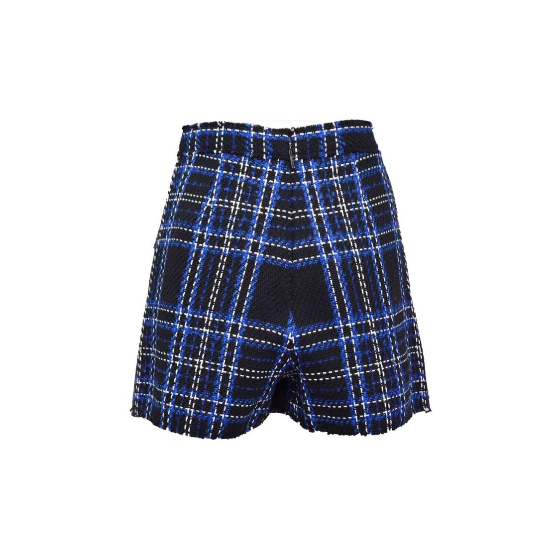 Msgm Black And Blue Tartan Tweed Skort In Black