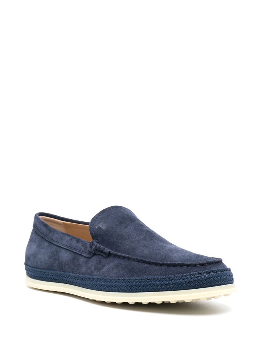Tod's Navy Blue Calf Leather Loafer In Blue