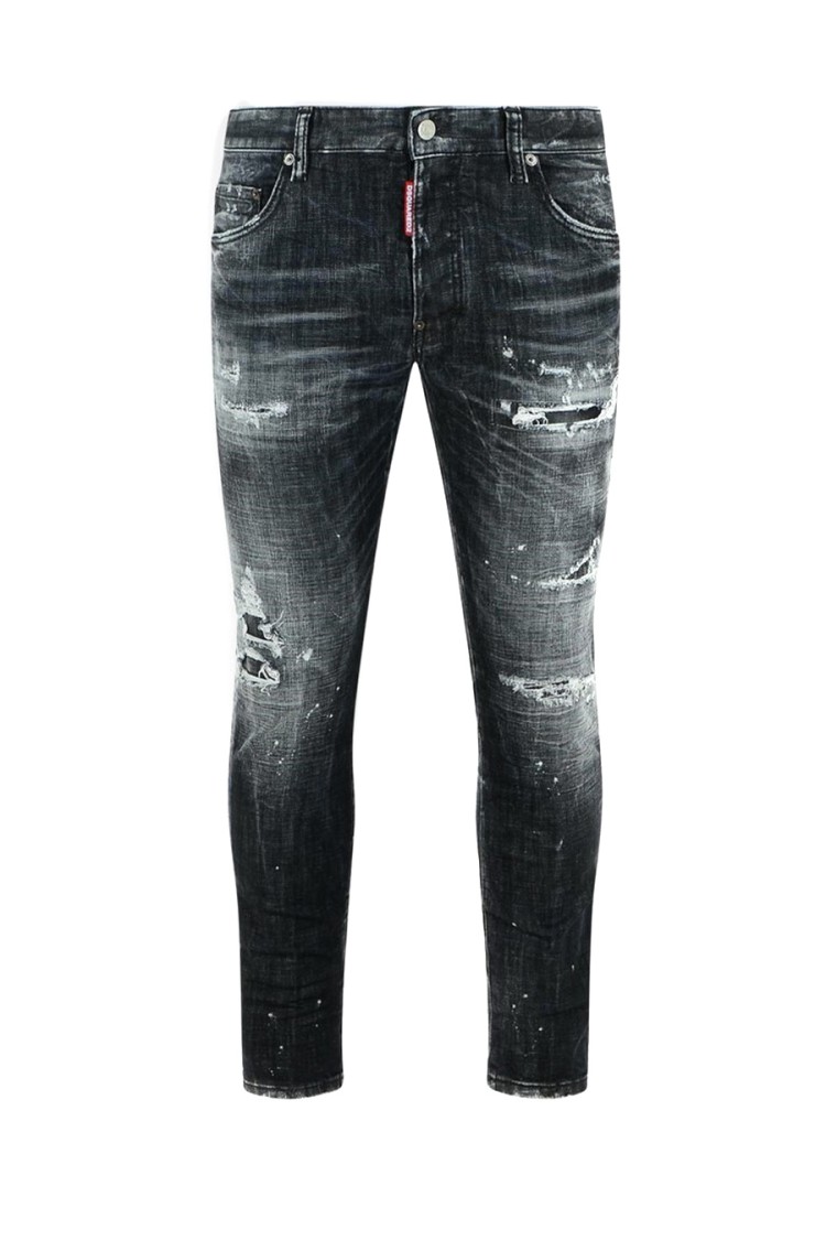 Dsquared2 Black Distressed Slim Fit Jeans With Comfortable Stretch In Black