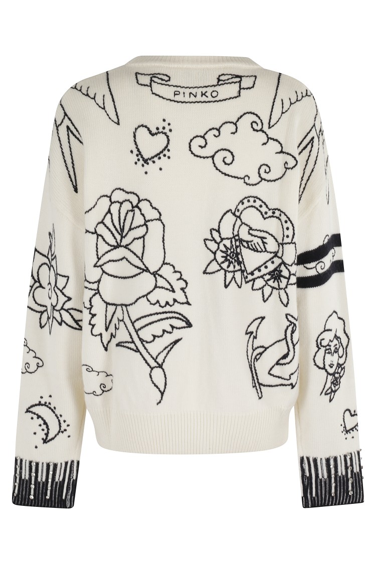 Pinko Patterned Crew-neck Sweater In Neutral