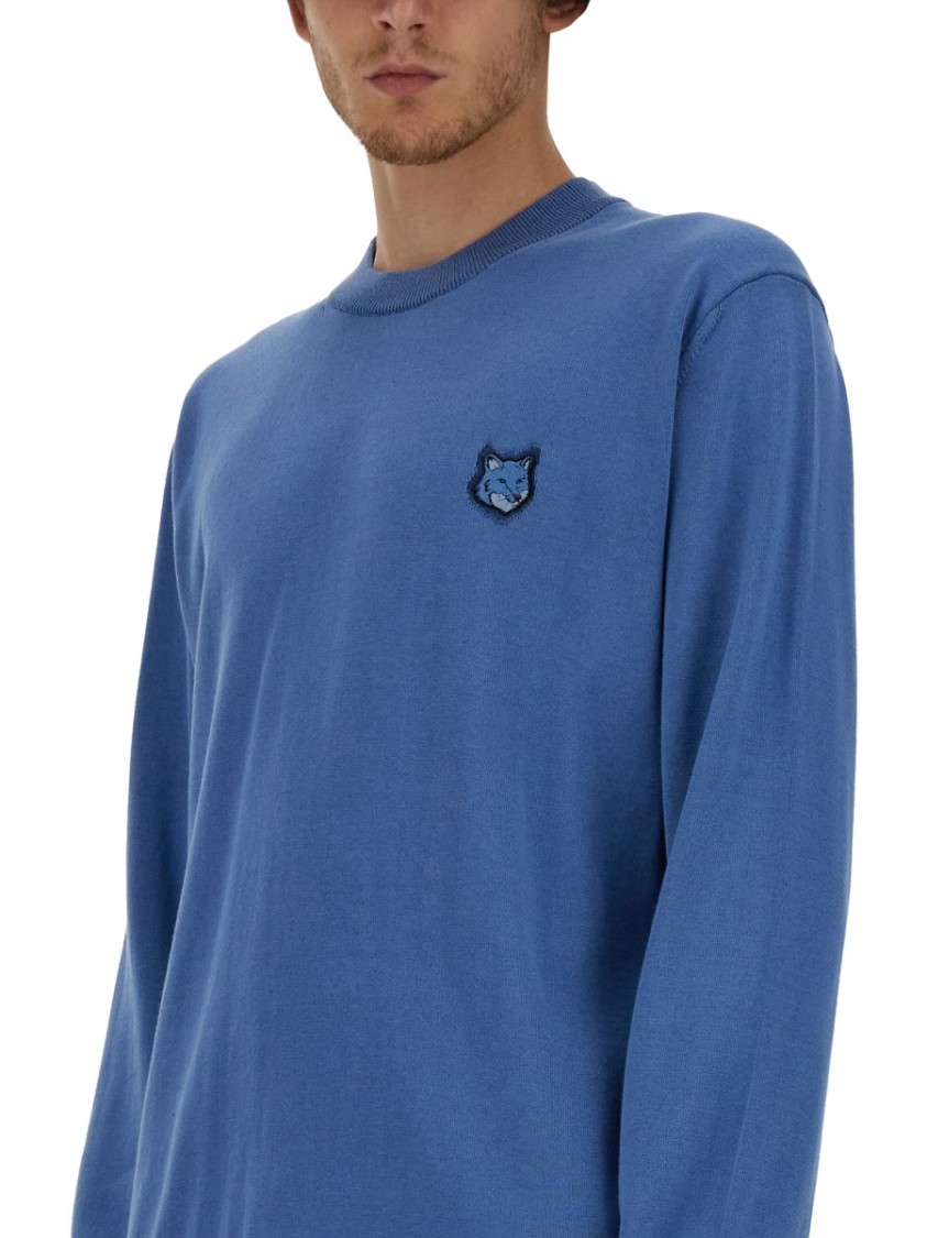 Maison Kitsuné Signature Fox-motif Knitted Jumper In Blue