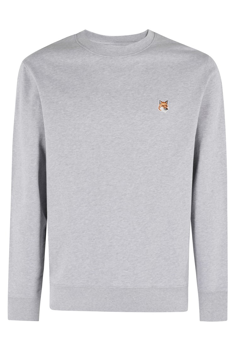 Shop Maison Kitsuné Fox Head Patch Regular Sweatshirt In Grey