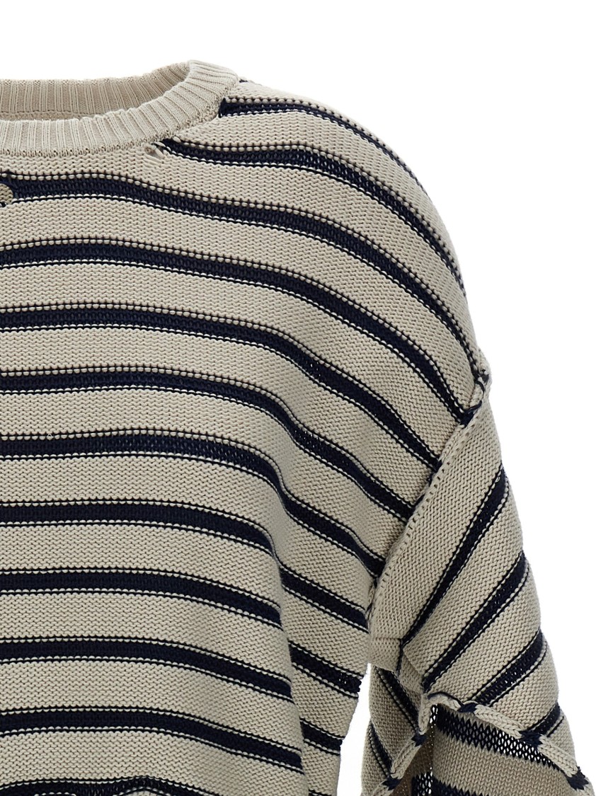 Mm6 Maison Margiela Mm6 By Maison Margiela Cropped Distressed Cotton Sweater