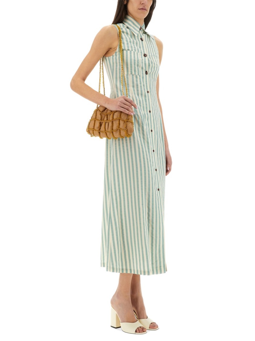 Alysi Striped-pattern Sleeveless Midi Dress In Green