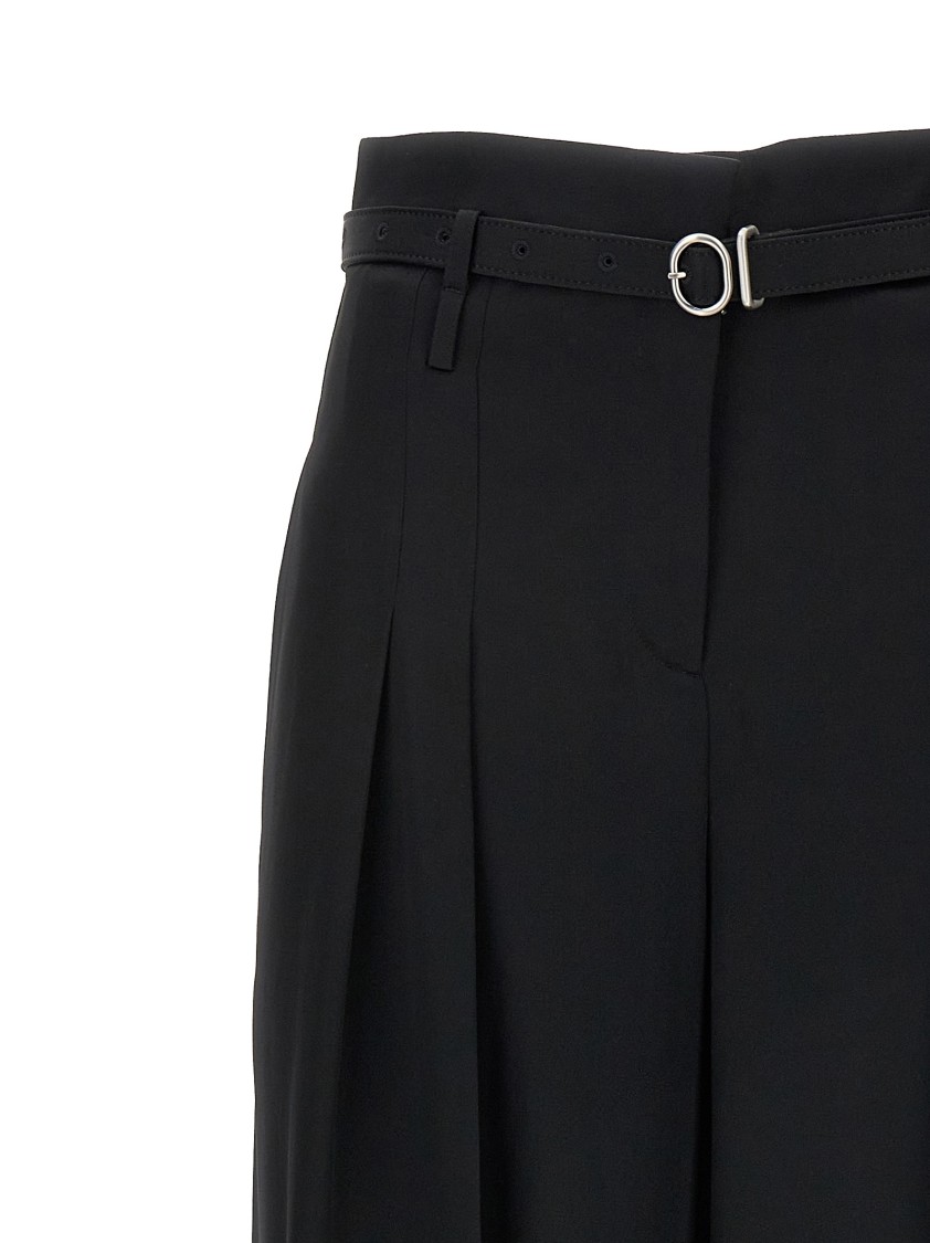 Jil Sander High-waisted Tailored Trousers With Adjustable Ankle Straps In Black