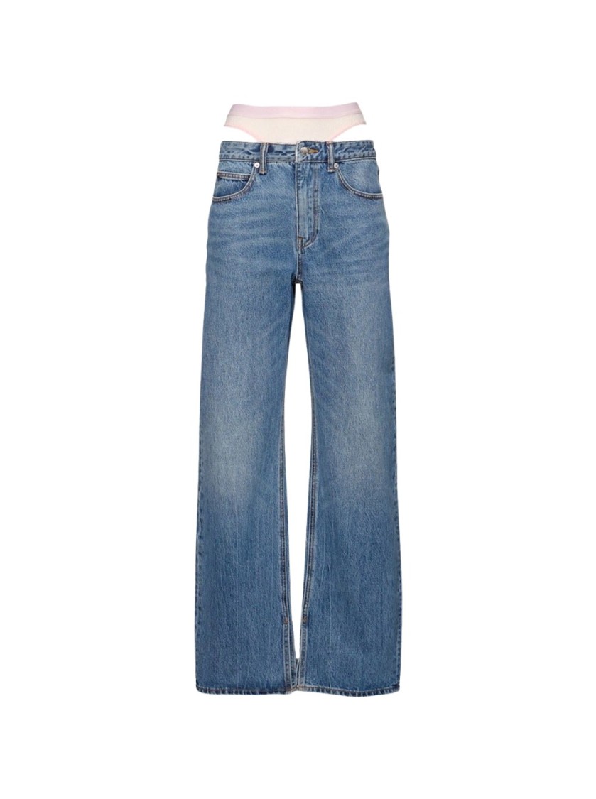 Alexander Wang Slit Hem Jeans W/ Mesh Underwear