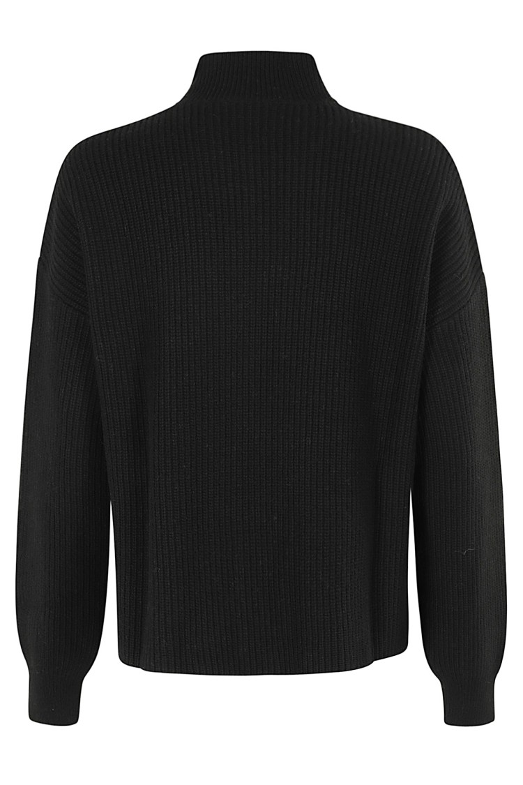 Moschino High Neck Oversized Logo Knitwear In Black