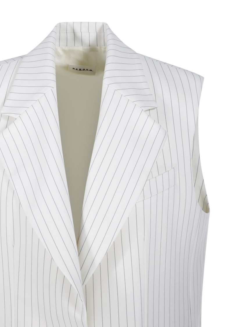 P.a.r.o.s.h Parosh Sleeveless Double-breasted Over Jacket In White