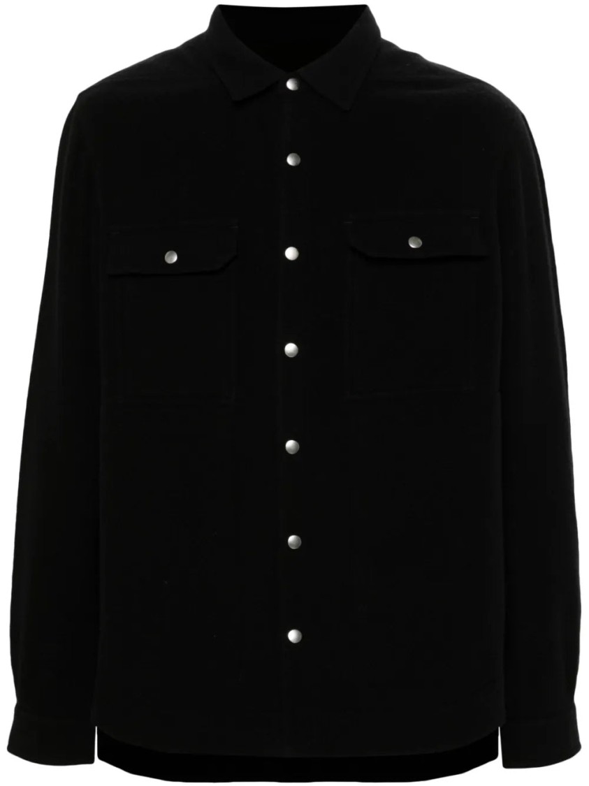 Rick Owens Long Sleeve Shirt With Dual Chest Pockets In Black