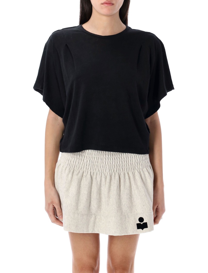 Shop Isabel Marant Étoile Kyanza Relaxed-fit Black Linen Kyanza T-shirt